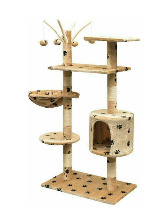 vidaXL Cat Scratching Post Cat Tree In Beige Colour 96x35x125 cm