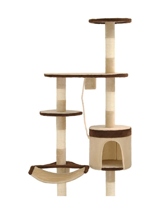 vidaXL Cat Scratching Post Cat Tree In Beige Colour 60x30x194 cm