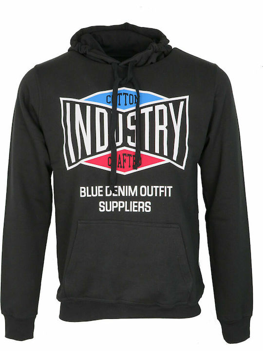 21-104 Men's Sweatshirt with Hood and Pockets Black