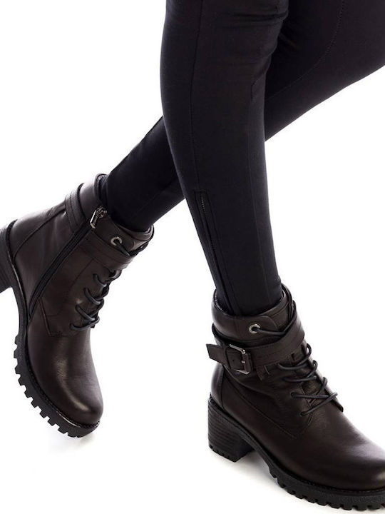 Leder Stiefeletten Damen Schwarz