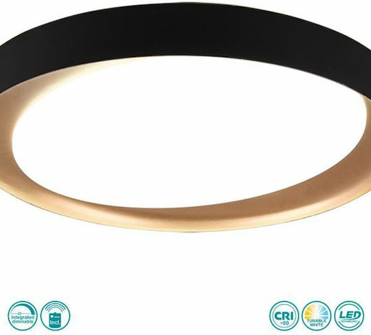 Trio Lighting Zeta Plafonieră de Tavan 48.5buc Neagră cu LED Integrat și Telecomandă