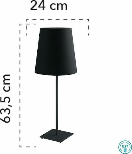 Fan Europe Elvis-L Metal Table Lamp for Socket E27 with Black Shade and Base