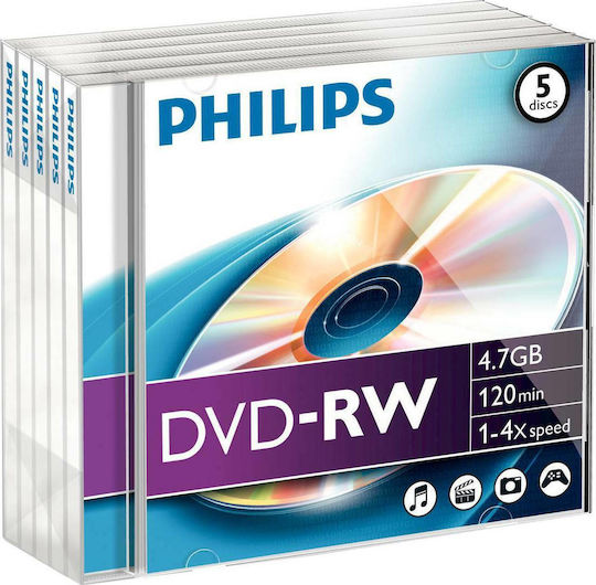 Philips Επανεγγράψιμα DVD-RW 4x 4.7GB 5τμχ
