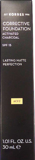 Korres Activated Charcoal Corrective Mousse Foundation SPF15 ACF2 30ml