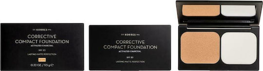 Korres Activated Charcoal Corrective Compact Foundation SPF20 ACCF2 9.5gr