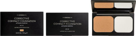 Korres Activated Charcoal Corrective Compact Foundation SPF20 ACCF3 9.5gr