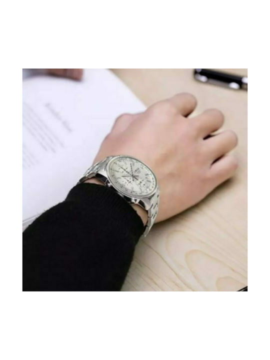 Seiko Conceptual Ανδρικό Ρολόι 41.5mm Χρονογράφος Μπαταρίας με Ασημί Μεταλλικό Μπρασελέ