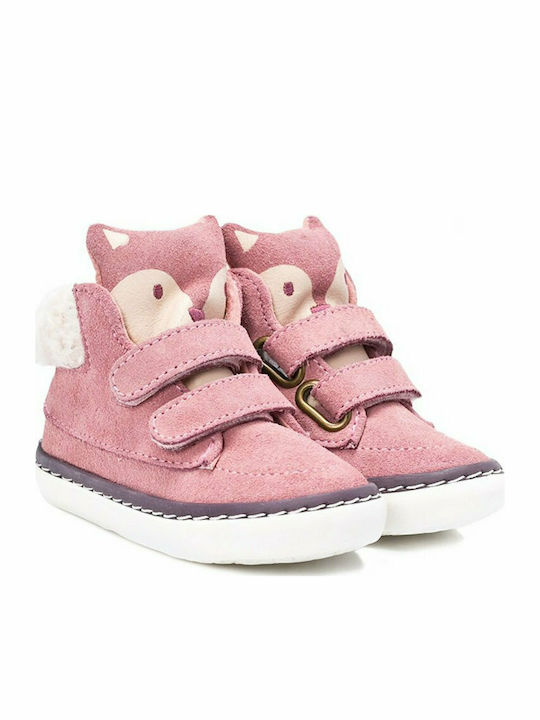 Gioseppo Kids Suede Boots with Hoop & Loop Closure Pink