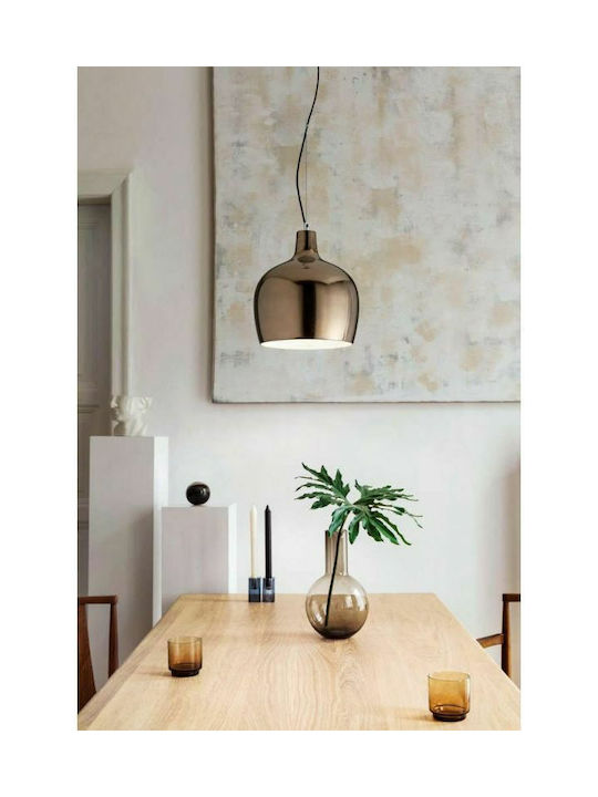 Fabas Luce Glossy Pendant Light Single-Light Bell for Socket E27 Bronze