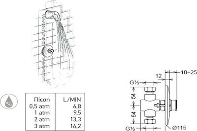 La Torre 410/SH Pressable Built-in Flushometer Valve 200-410SH-100