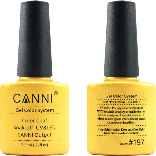 Canni Classic Semi-Permanent Nail Polish 197 Glittering Gold with Glitter 7.3ml 1pcs
