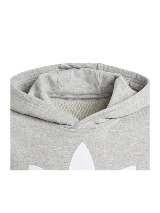 Kids Sweatshirt with Hood and Pockets Gray Trefoil