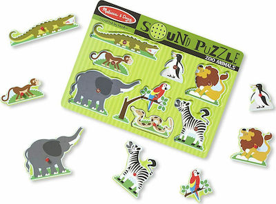 Puzzle pentru Copii cu Îmbinări Zoo Animals Sound 8buc Melissa & Doug