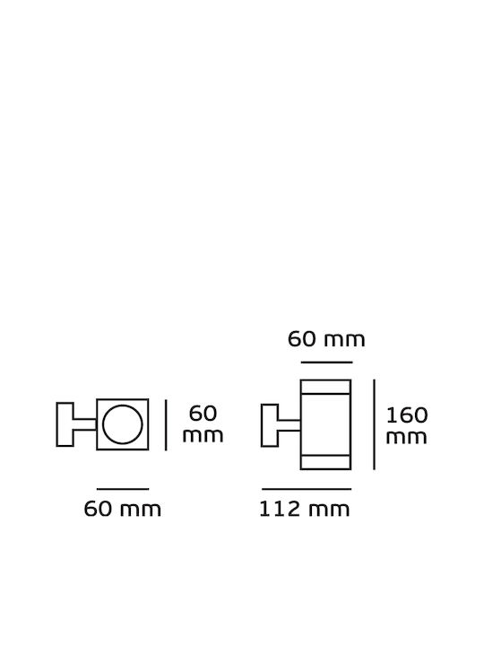 VK Lighting Wall-Mounted Outdoor Spot GU10 IP54 Double Beam 6x15.5εκ.