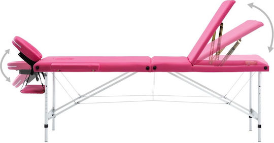 vidaXL Aluminum Portable/Folding Pink Massage and Physiotherapy Bed 191x70cm 3 Positions