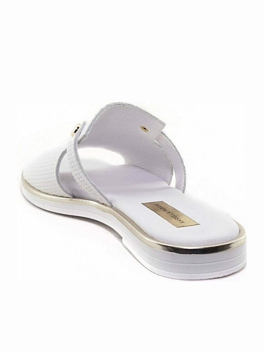 Mariella Fabiani Leather Women's Flat Sandals in White Color