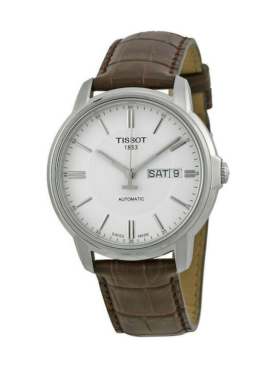 Tissot Ανδρικό Ρολόι 40mm Αυτόματο με Καφέ Δερμάτινο Λουράκι