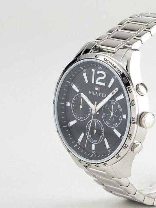 Tommy Hilfiger Gavin Ανδρικό Ρολόι 46mm Χρονογράφος Μπαταρίας με Ασημί Μεταλλικό Μπρασελέ