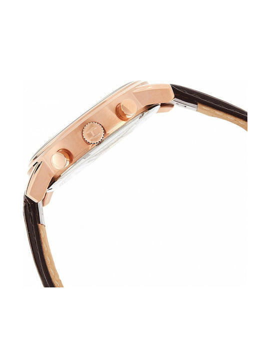 Tommy Hilfiger Kane Ανδρικό Ρολόι 44mm Χρονογράφος Μπαταρίας με Καφέ Δερμάτινο Λουράκι