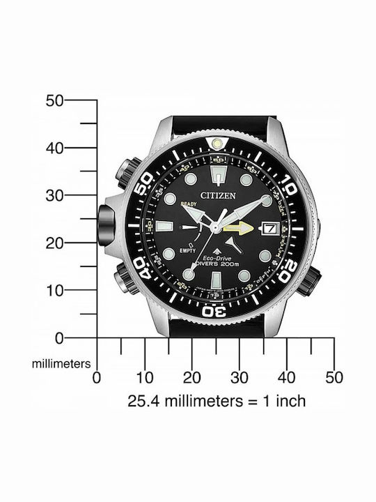 Citizen Promaster Aqualand Ανδρικό Ρολόι 46mm Eco - Drive με Μαύρο Καουτσούκ Λουράκι