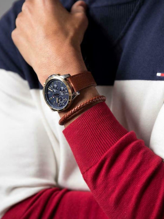 Tommy Hilfiger Decker Ρολόι Μπαταρίας με Δερμάτινο Λουράκι