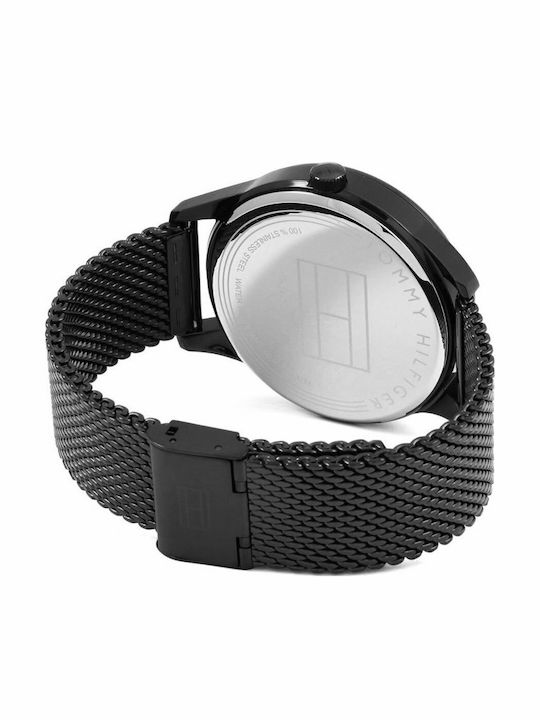 Tommy Hilfiger Damon Ανδρικό Ρολόι 44mm Χρονογράφος Μπαταρίας με Μαύρο Μεταλλικό Μπρασελέ