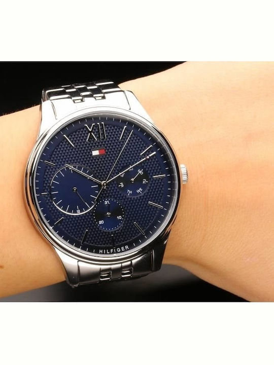 Tommy Hilfiger Damon Men's Watch 44mm Chronograph Battery with Silver Metal Bracelet