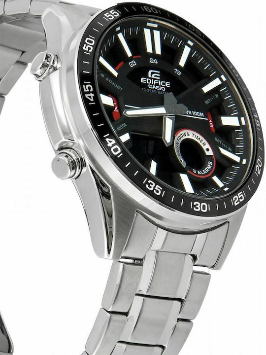 Casio Edifice Analog/Digital Men's Watch 46.6mm Chronograph Battery with Silver Metal Bracelet