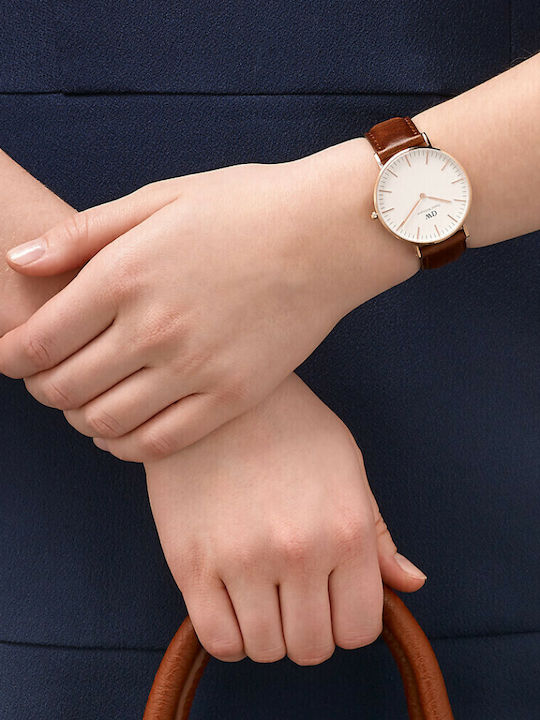 Daniel Wellington Classic St Mawes Ρολόι Μπαταρίας με Δερμάτινο Λουράκι