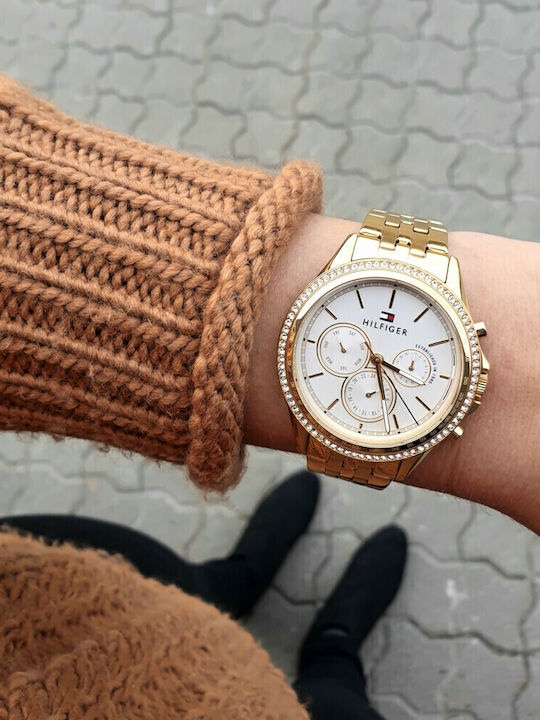 Tommy Hilfiger Ari Women's Watch Chronograph with Gold Metal Bracelet
