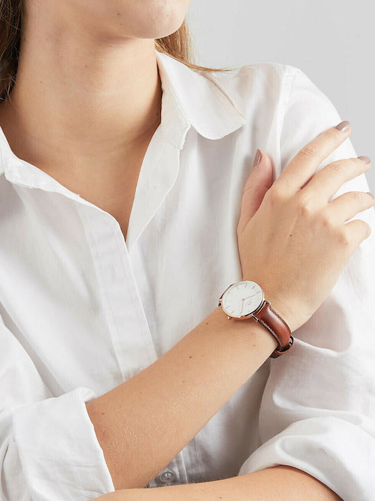 Daniel Wellington Classic Petite St Mawes Ρολόι Μπαταρίας με Δερμάτινο Λουράκι