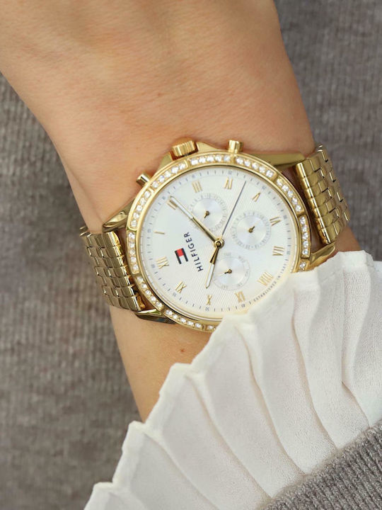 Tommy Hilfiger Ari Women's Watch Chronograph with Gold Metal Bracelet