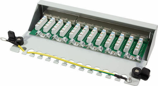 LogiLink Panou Patch Ecranat pentru Rack 1U 12 Porturi cat6 Gri