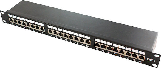 LogiLink Patch Panel Shielded για Rack 1U 19" 24 Θυρών cat6a Μαύρο