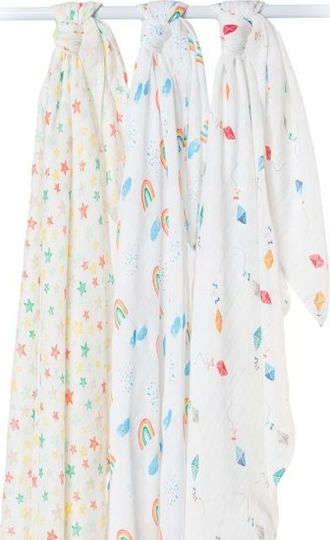 Lulujo Swaddle Blanket 120x120cm 3 Pieces