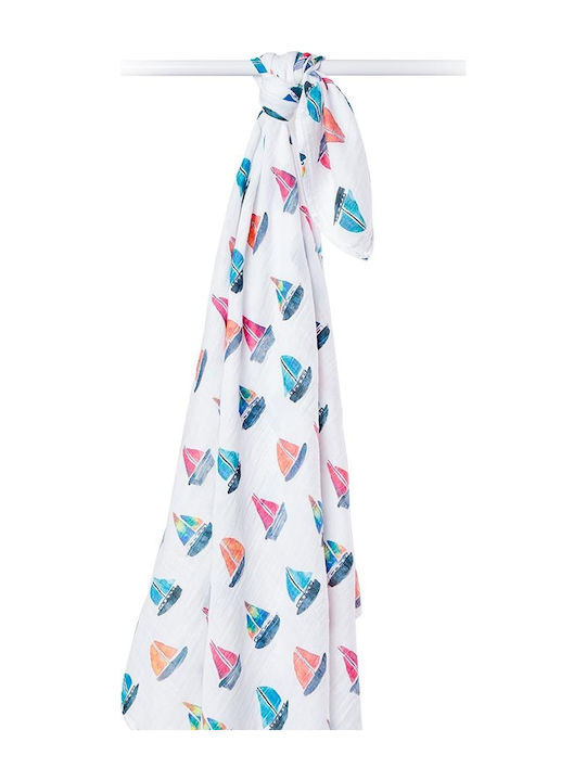 Lulujo Sailboats Muslin Swaddle Wrap