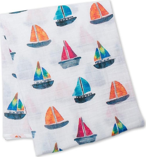Lulujo Sailboats Πάνα Αγκαλιάς από Μουσελίνα Πολύχρωμο 120x120εκ.