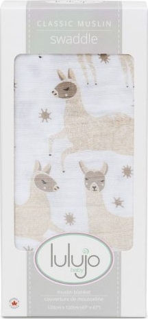 Lulujo Modern Llama Muslin Swaddle Wrap Multicolour 120x120cm.