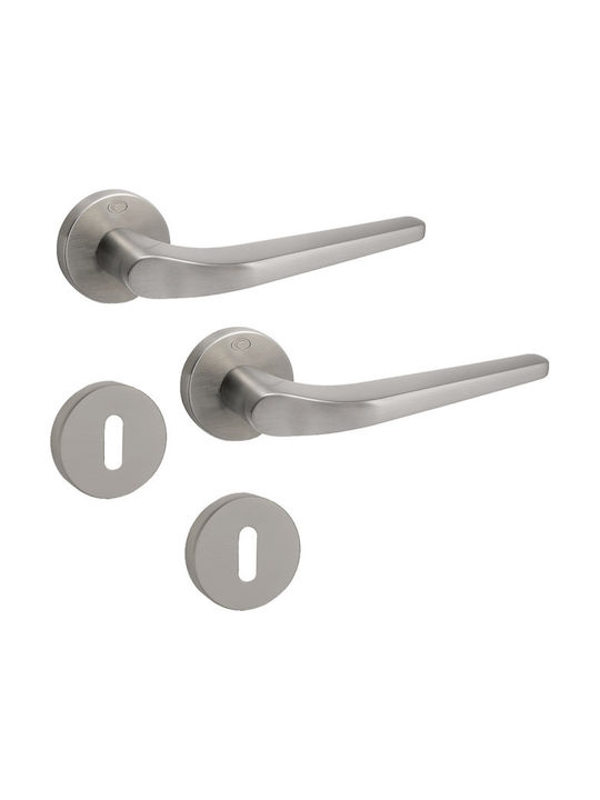 Convex Lever Middle Door with Rosette 1505 Pair with Rosette Nickel