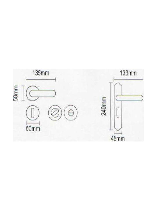 Viometale Lever Middle Door with Plate 06.730 Pair (Center Distance 75mm) Bronze