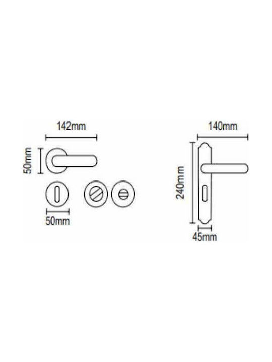 Viometale Lever Middle Door with Rosette 06.920 Pair with Rosette Bronze