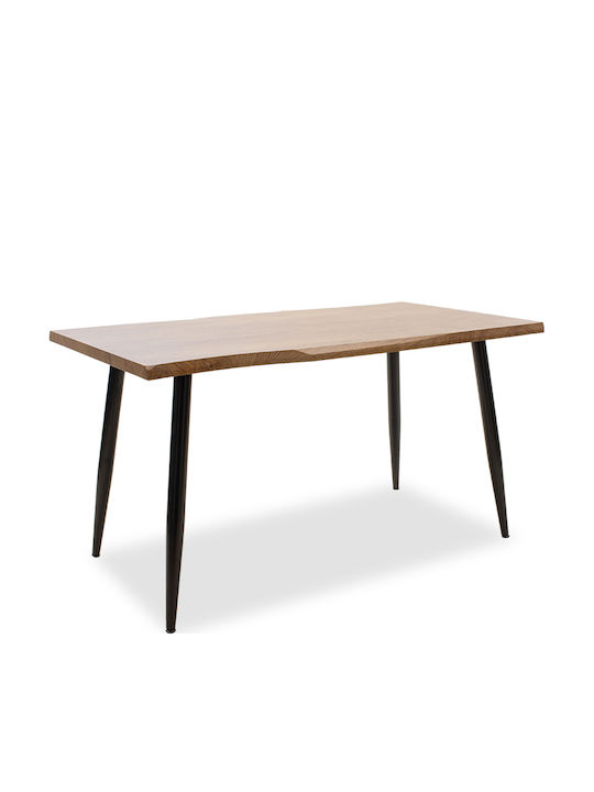 Neve Table Dining Room Wooden with Metal Frame Black 140x80x75cm