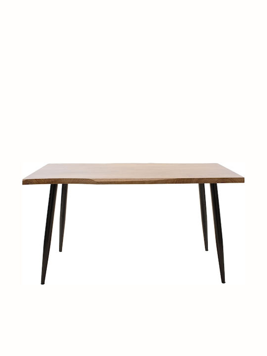 Neve Table Dining Room Wooden with Metal Frame Black 140x80x75cm