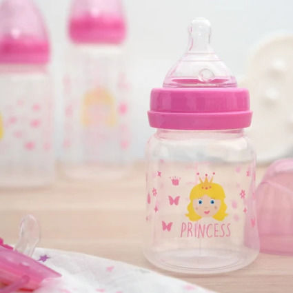 Kiokids Plastic Baby Bottle Princess with Silicone Teat for 0+ Months Pink 150ml