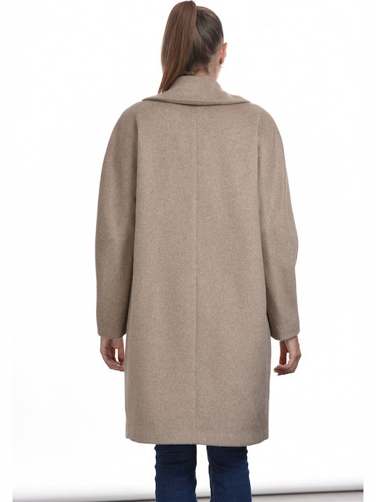 Women's Beige Coat with Buttons