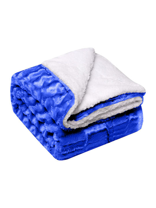 Oxford Home BL-006 Pătură Sherpa Fleece Dublă 200x240cm Albastru închis