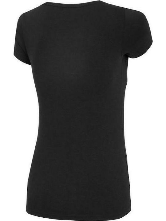 4F Women's Athletic Cotton Blouse Short Sleeve Black