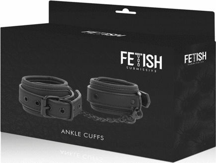 Fetish Submissive Ankle Cuffs Vegan Leather Handcuffs in Black Color