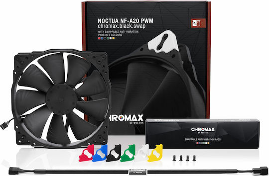 Noctua NF-A20 chromax.black.swap Case Fan 200mm (800rpm / 86.46cfm) Without LED Lighting and 4-Pin PWM Connection