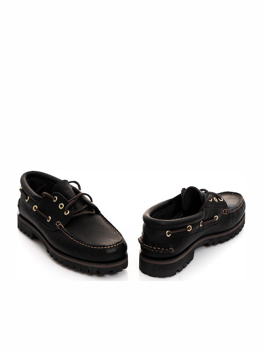 Δερμάτινα Ανδρικά Boat Shoes σε Μαύρο Χρώμα